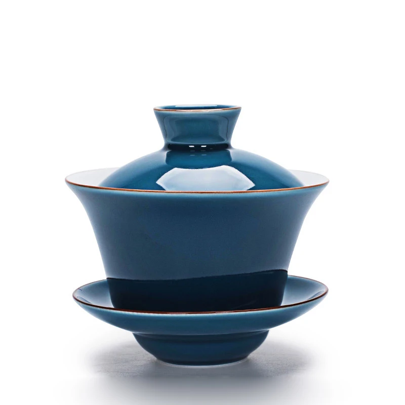 

140ml Exquisite Famous Guan Kiln Tea Set Gaiwan,porcelain Tea Bowl Set Covered Bowl with Lid Cup Saucer China Cup Bowls