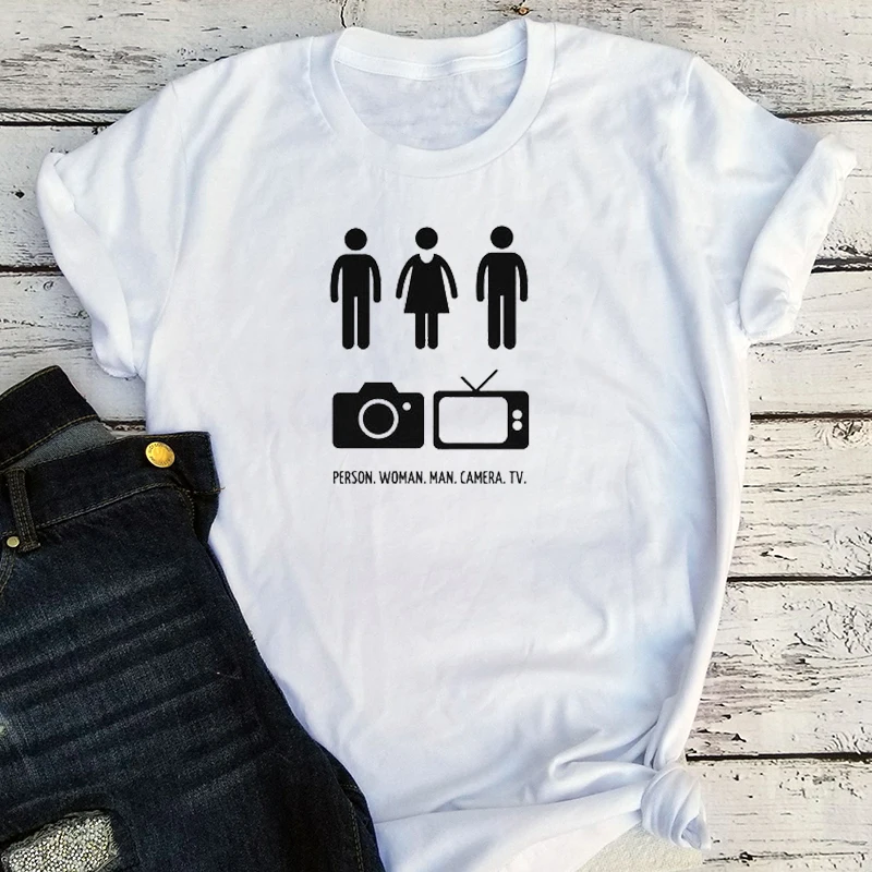 

Person Woman Man Camera TV Cognitive Test Tee Harajuku Women Tshirt 90s Letter Trump 2022 New Shirt Plus Size Tees Women Tee