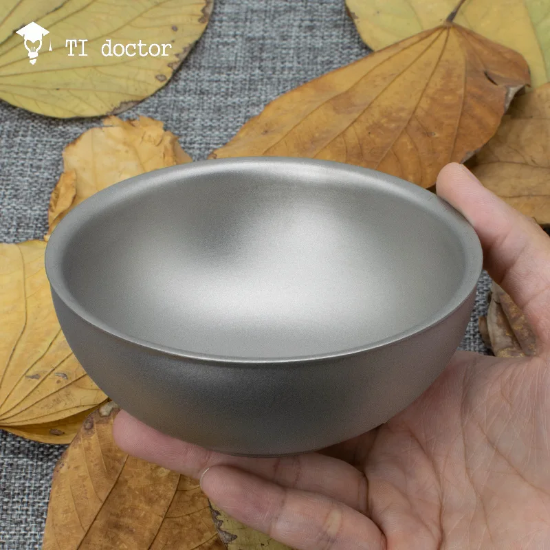 

Titanium Double Bowl Titanium Bowl Outdoor Household Titanium Alloy Bowl Camping Picnic Tableware Pure Titanium Bowl