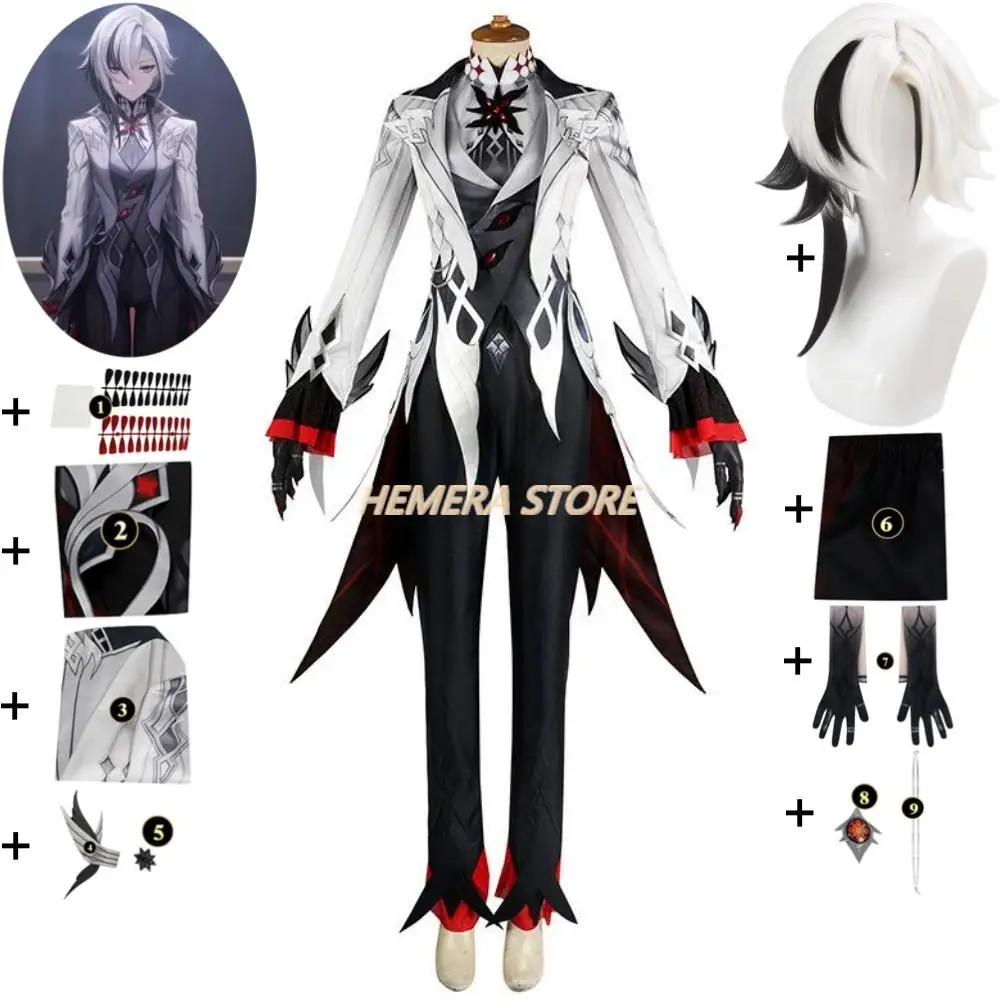 

Anime Game Genshin Impact Arlecchino The Knave Cosplay Costume Wig Teyvat Snezhnaya Fatui Uniform Halloween Suit New Skin