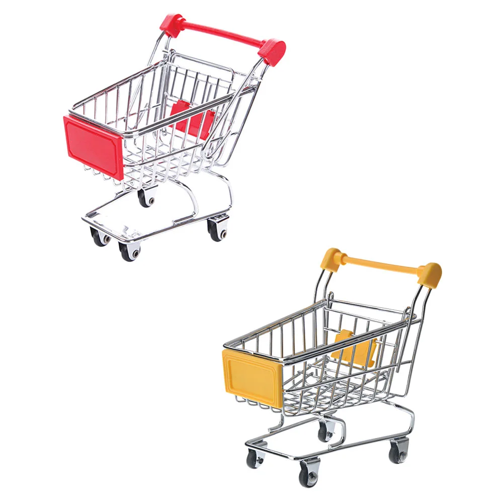 

Тележка для покупок, 2 шт., маленькая ручная тележка, тележка для покупок, мобильная Новинка, настольный держатель для хранения, настольный а...