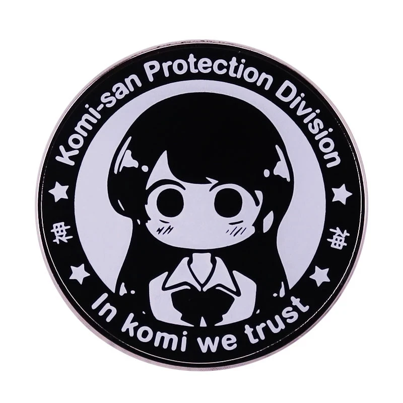 

Anime Komi Can't Communicate Pins Brooch Round Shape Girl Komi-San Protection Division In Komi We Trust Enamel Broche Jewelry