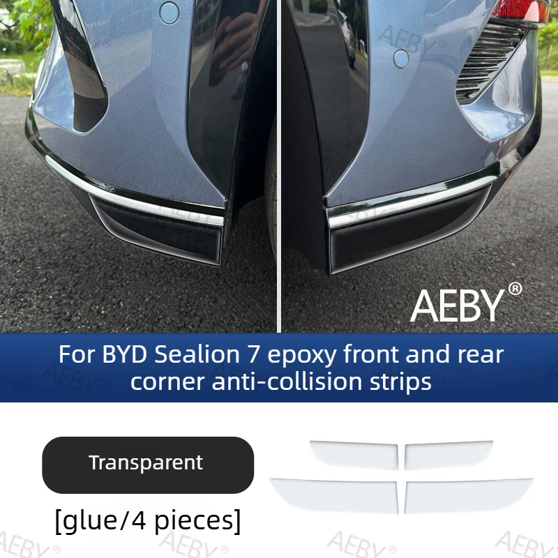 Фото Комплект защитных накладок на бампер для BYD Sealion 7 2024, прозрачная клейкая противоударная полоса, защита углов, защита от царапин №5