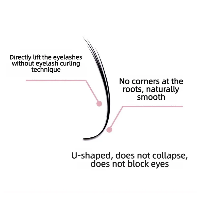 Фото Накладные ресницы UR Curl Camellia с клеем, 0.07 мм, натуральные мягкие ресницы для наращивания, U-образный изгиб, пророщенные ресницы №4