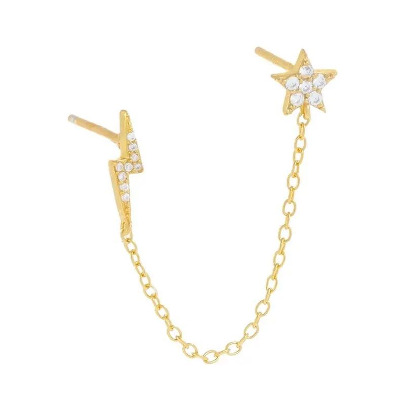 

Stars Lightning Chain Zircon Studs Earrings for Women Fashion Jewelry Bohemia Piercing Pendientes Ins Same Aretes Party Gifts