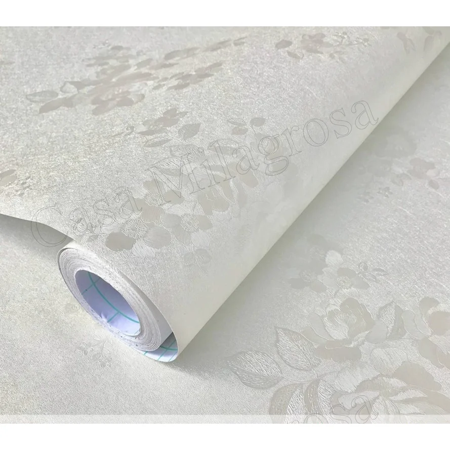 

Wallpaper Sticker For Bedroom Living Room Floral White Washable 1MX61CM