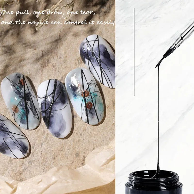 Гель-лак для ногтей с рисунком проволоки черный белый паутины дизайн рисование