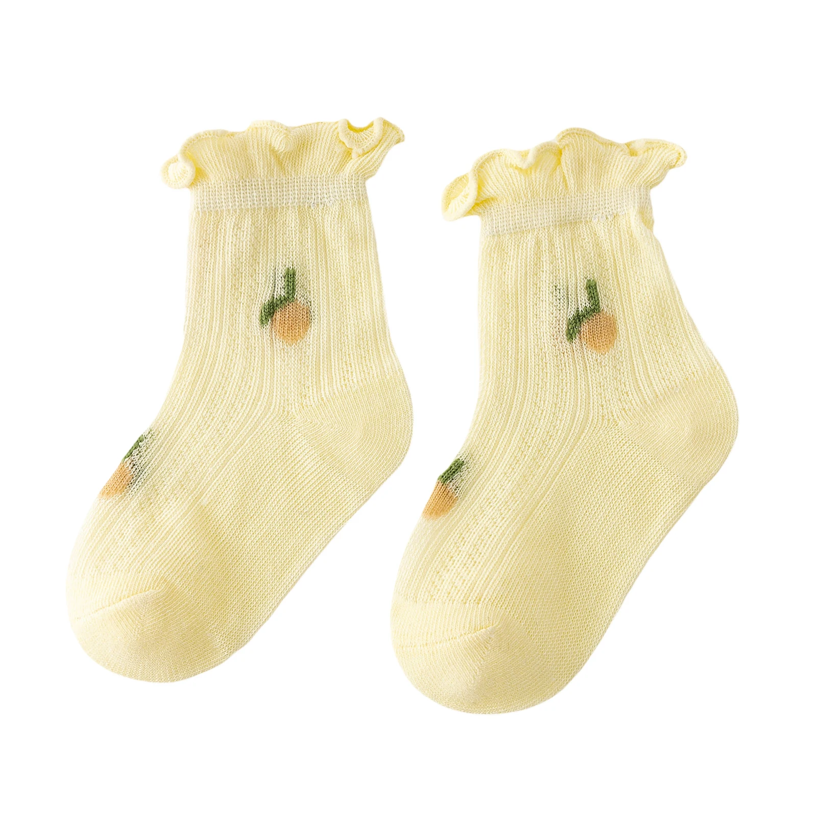 

Милые носки с оборками для маленьких девочек, изящные дышащие кружевные хлопковые носки с оборками, легкие сетчатые носки для новорожденных