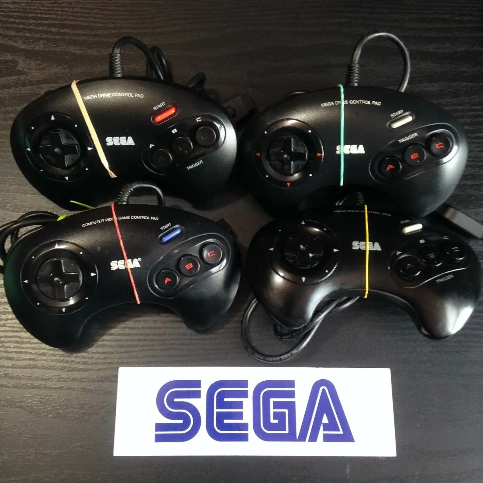 

Official Sega Mega Drive Game Pad Controller Red / White Blue Cleaned and Tested