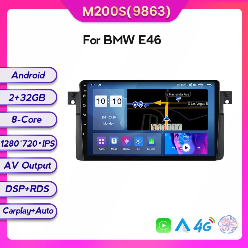 Mekede MS Android 11 8-ядерный 8 + 128 ГБ IPS автомобильный dvd-плеер с экраном видео для BMW E46 M3 318i