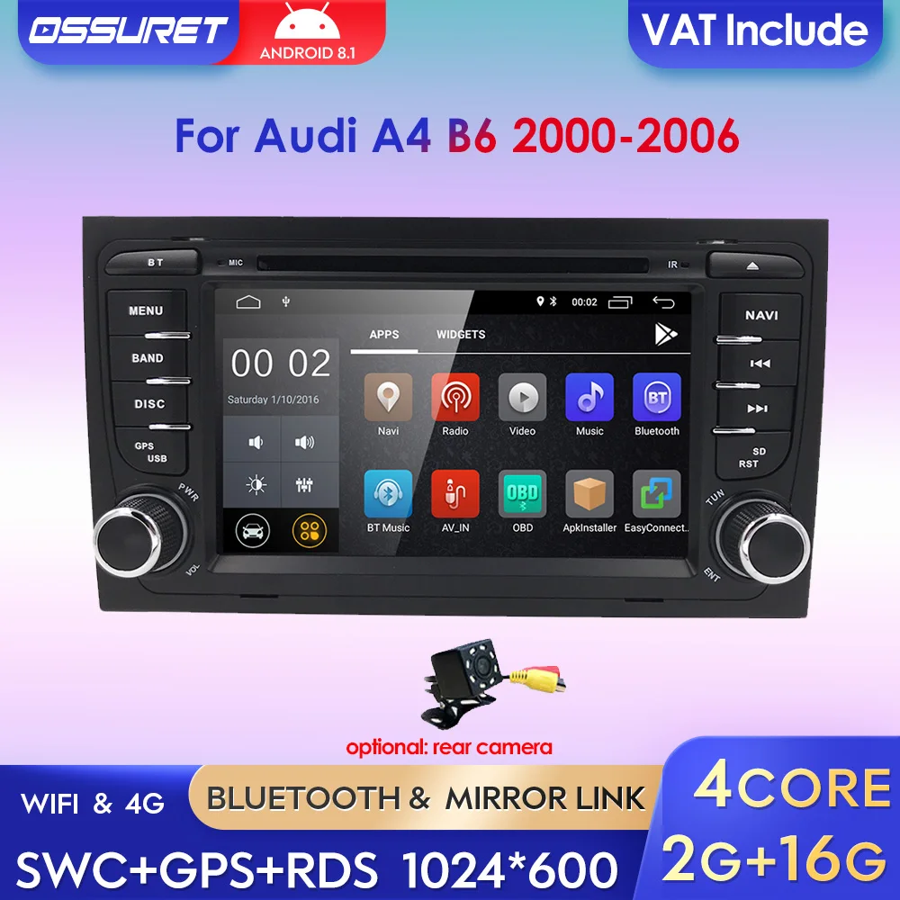 Автомобильный радиоприемник 7 дюймов 2 Din Android для Audi A4 B6 2000-2006 S4 B7 RS4 Seat Exeo 4G