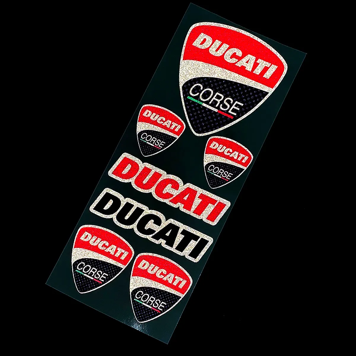 

Material Highly Reflective Helmet Motorcross Motorbike Decals Italian Flag Stickers For Ducati CORSE 8CM x 20CM