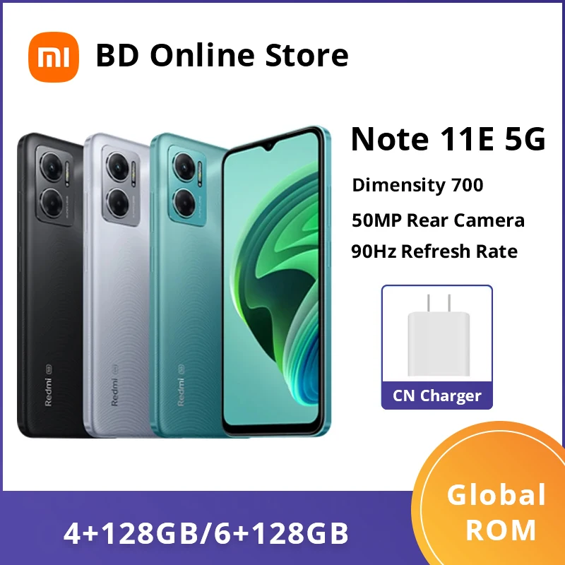 Global ROM Xiaomi Redmi Note 11E 5G 4GB 128GB / 6GB 128GB Smartphone Dimensity 700 90Hz Display 50MP Camera 5000mAh 18W Charge