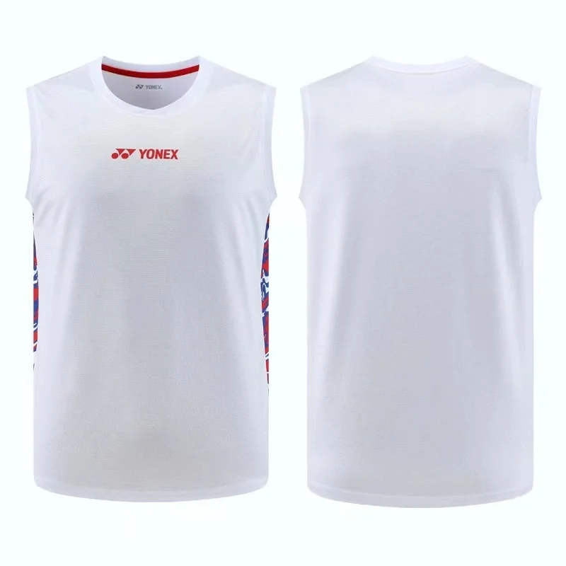 YY Sleeveless sports T-shirt Badminton tennis quick drying V-neck breathable match wear men outdoor sports