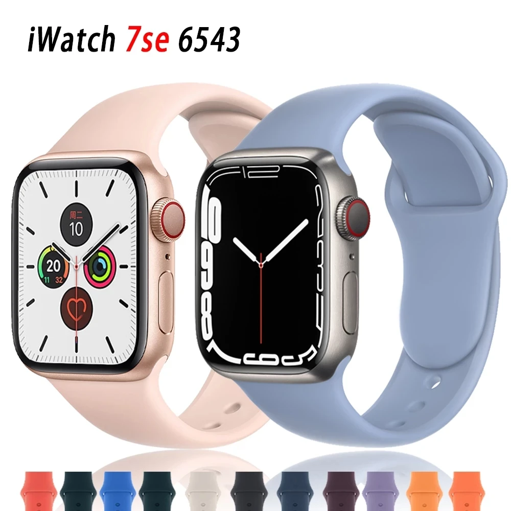 

Silicone Strap For Apple Watch Band 38mm 40mm 41mm iWatch 7 Watchband Bracelet 42mm 44mm 45mm Sport Wristband for iwatch 6 5 4