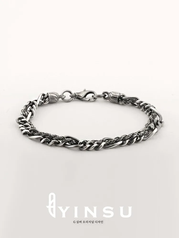 Серебряный браслет 925 тканый Фигаро оригинальные высококачественные мужские и