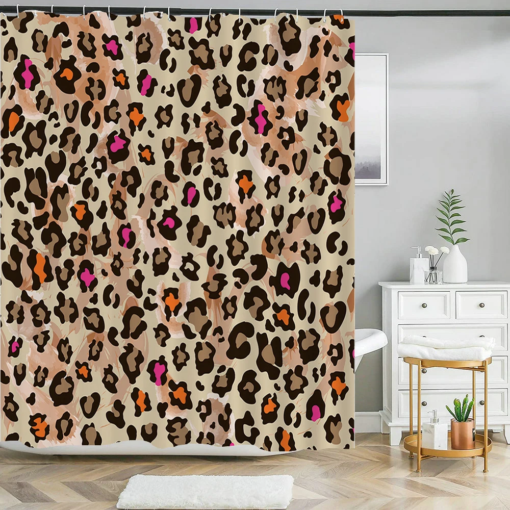 

Home decoration bathroom shower curtain sexy leopard printed shower curtain waterproof polyester curtain with hooks bath curtain