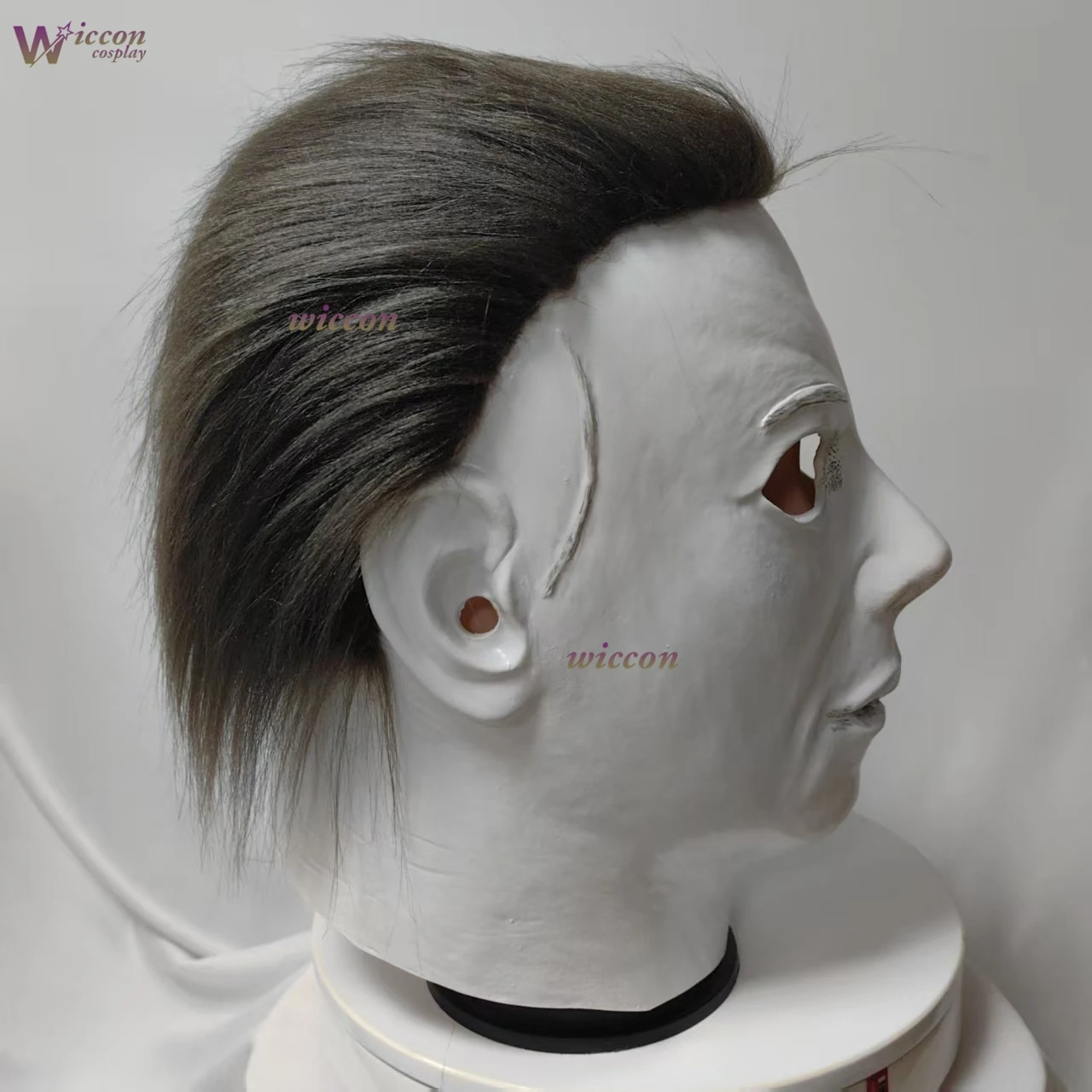 Фото Маска Майкла Майерса KospLAY White Face 1978 года, резиновая, на все лицо, страшная, с париком, для Хэллоуина, забавный костюм для косплея №3