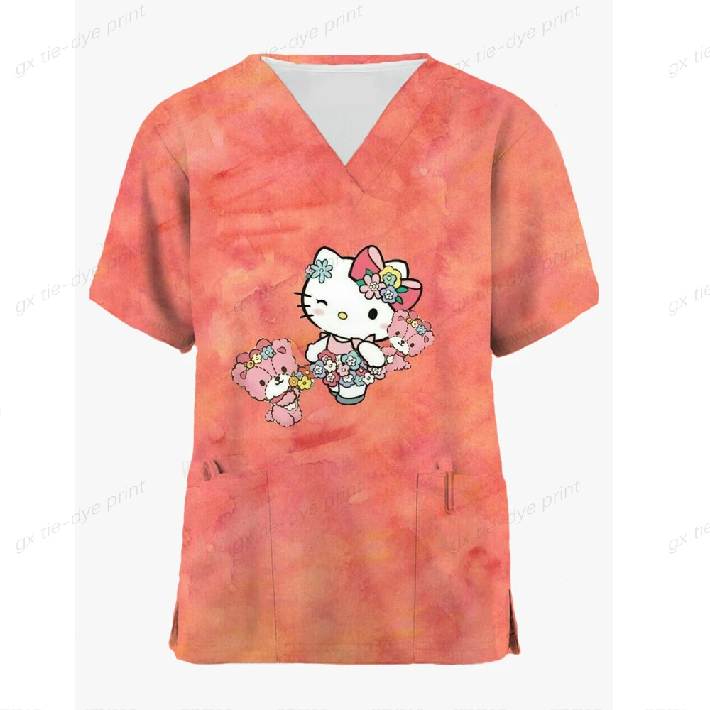

Женская блузка с коротким рукавом, с принтом Hello Kitty