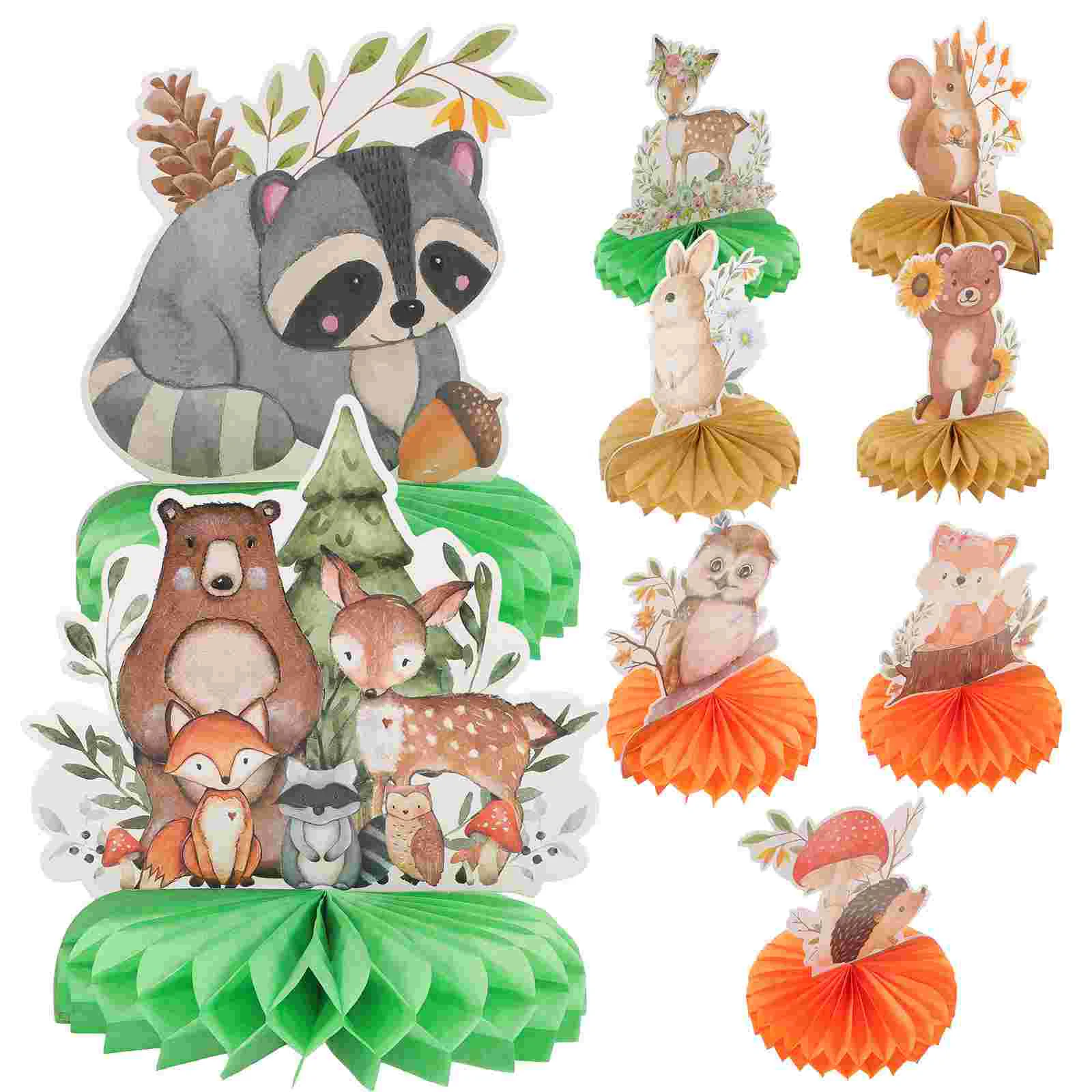 

9 Pcs Honeycomb Ornaments Paper Decorations Woodland Table Animals Baby Shower Desktop 350g White Cardboard Girl