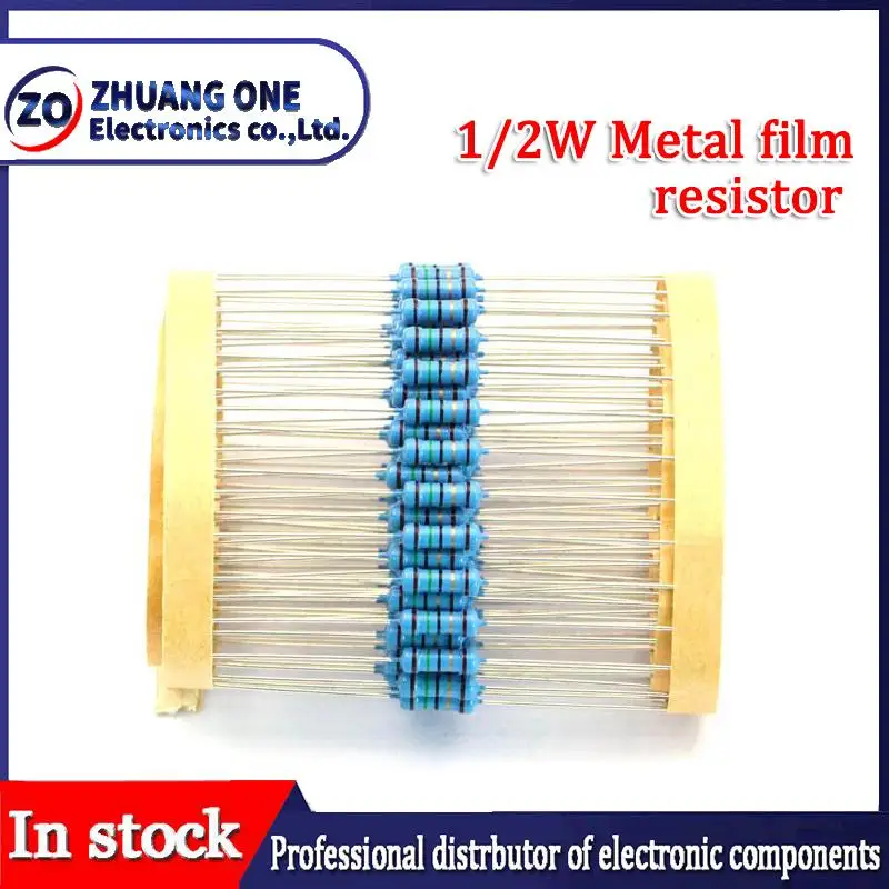 

50pcs 1/2W Metal film resistor 1R~2.2M 100R 220R 330R 1K 1.5K 2.2K 3.3K 4.7K 10K 22K 47K 100K 100 220 330 1K5 2K2 3K3 4K7 ohm