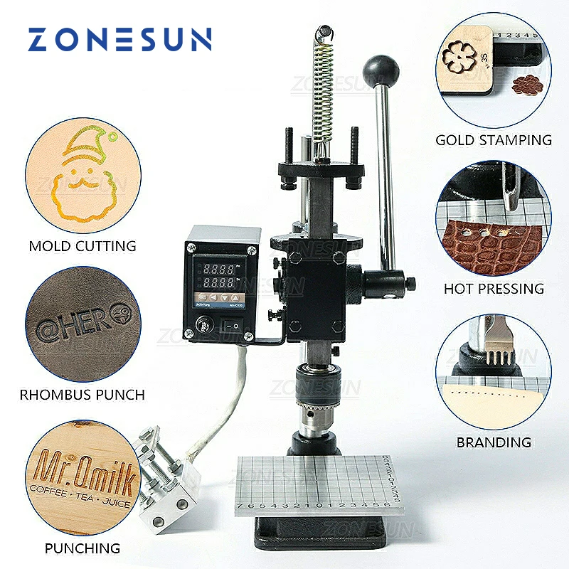 ZONESUN Multifunction Hot Foil Stamping Machine Leather Bronzing Pressing Mark Machine Foil Paper Holder Leather PU Paper