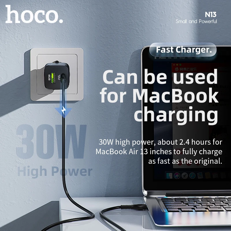 Hoco USB C PD30W Phone Charger QC3.0 USB Type C Fast Charging For Xiaomi Poco X3 Wall Travel PD Charger For iPhone 14 Accessorie