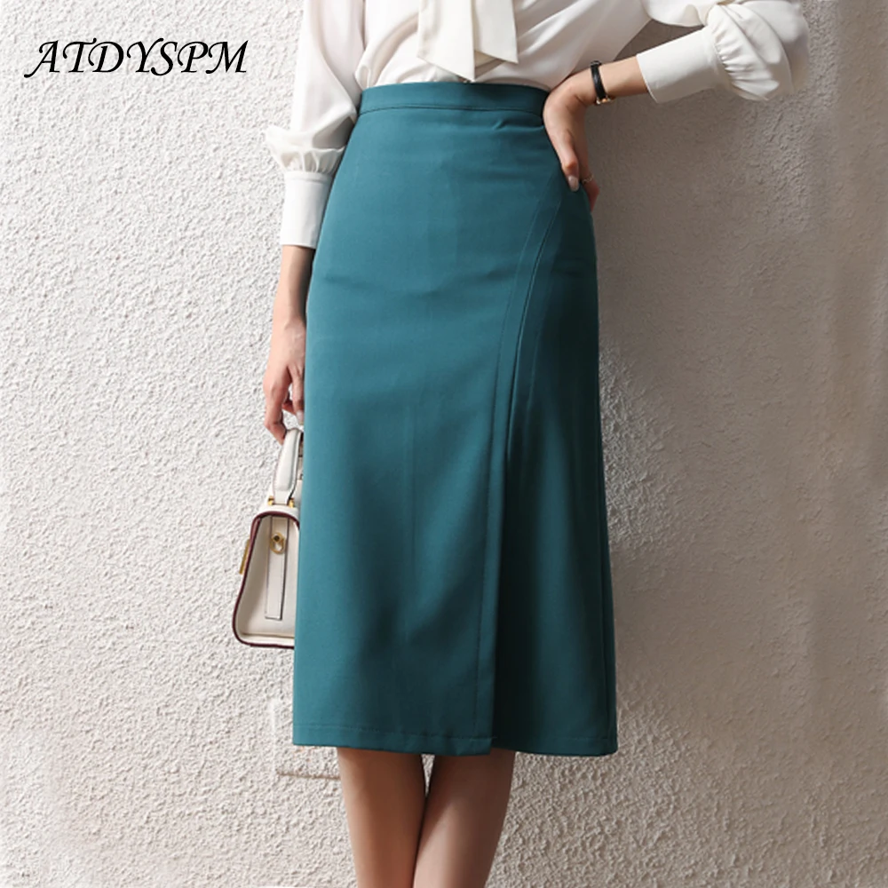 

2022 Summer Fashion Office Lady Wrap Hip Midi Skirt High Waist Straight A-Line Skirts Women Elegant Simple Solid Casual Skirts