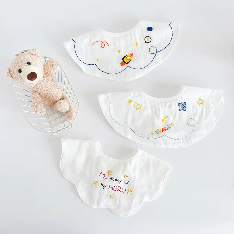 

3Pcs Korean Style Newborn Baby Bibs Cotton Gauze Breathable Thin Drooling Towel Boys And Girls Neck Wear Saliva Towel Cloths