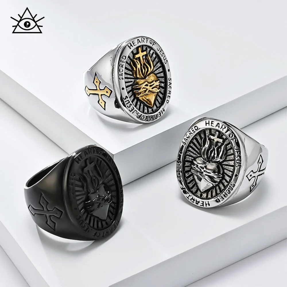 Европейский и американский литературный ретро титановый стальной крест кольцо