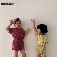 rinikinda summer baby clothes girls solid color 3 piece kids fashion sling vest long shirts 2 6 y girl casual clothing suit