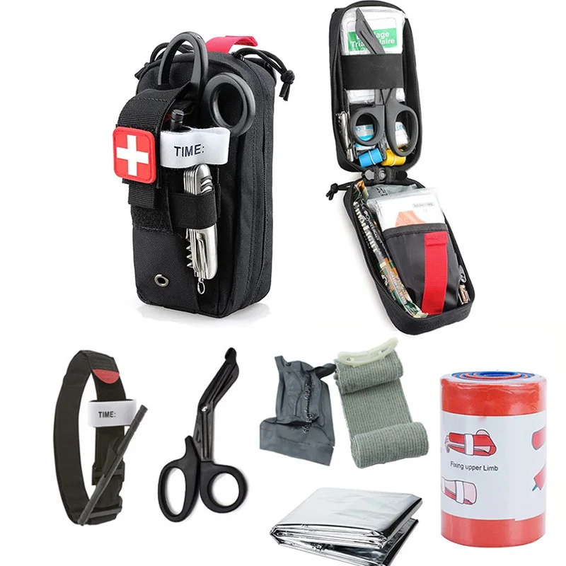 Pochette tactique Molle médicale EDC EMT, Bandage d'urgence, ciseaux de garrot, IFAK, Kit de premiers secours, sac de survie, Pack militaire