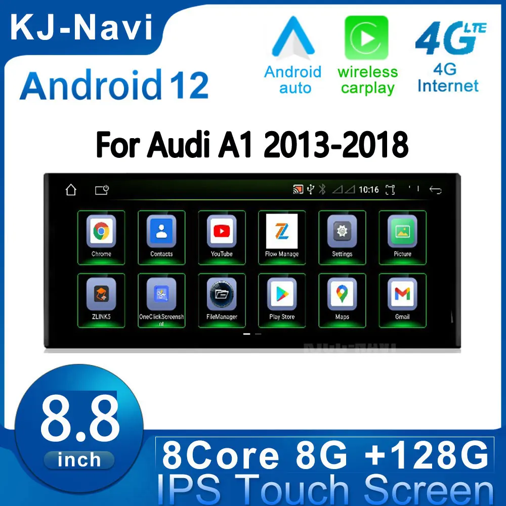 

8.8" Android 12 For Audi A1 2013-2018 Car Multimedia Stereo Radio Player Carplay 4G Lte GPS Navigation Touch Screen Auto Monitor