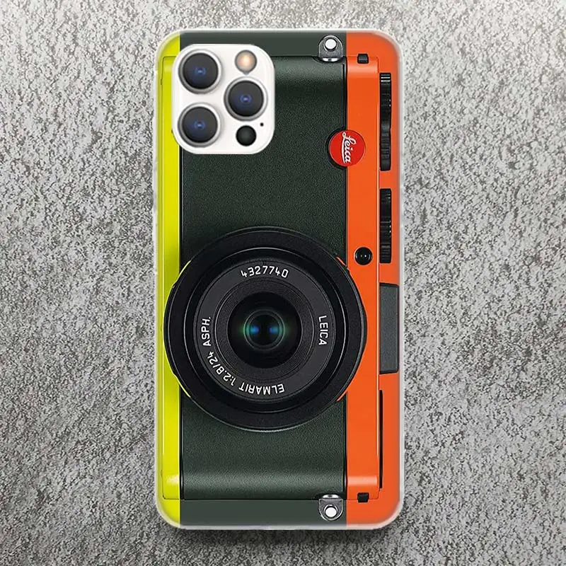 Модный классический мягкий чехол с принтом объектива камеры для iPhone 16 15 14 13 12 11 Pro