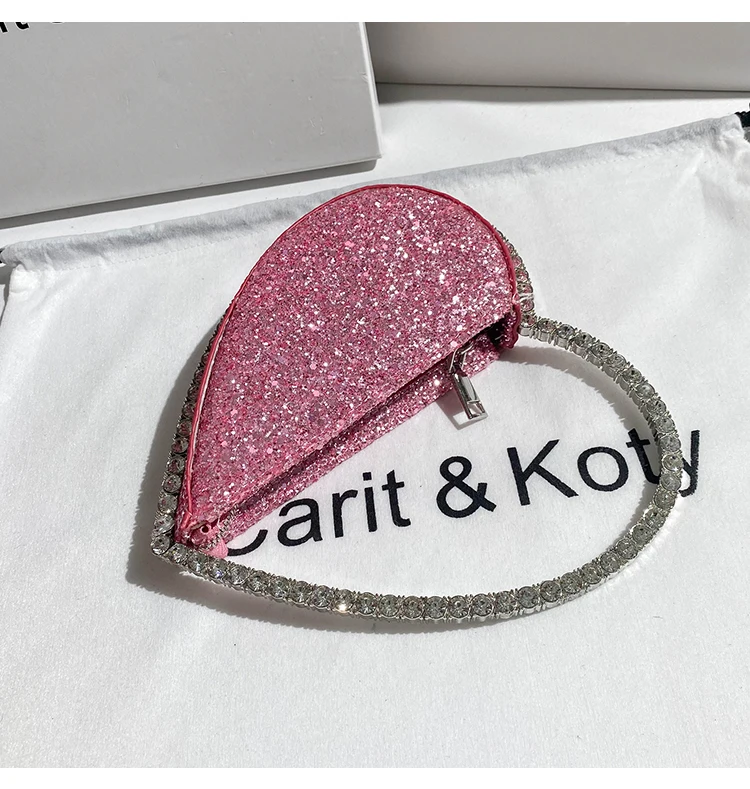 Luxury Designer Diamonds Metal Handle Handbag Glitter Shiny Sequined Evening Bag Wedding Party Clutch Purse Women Shoulder Bag