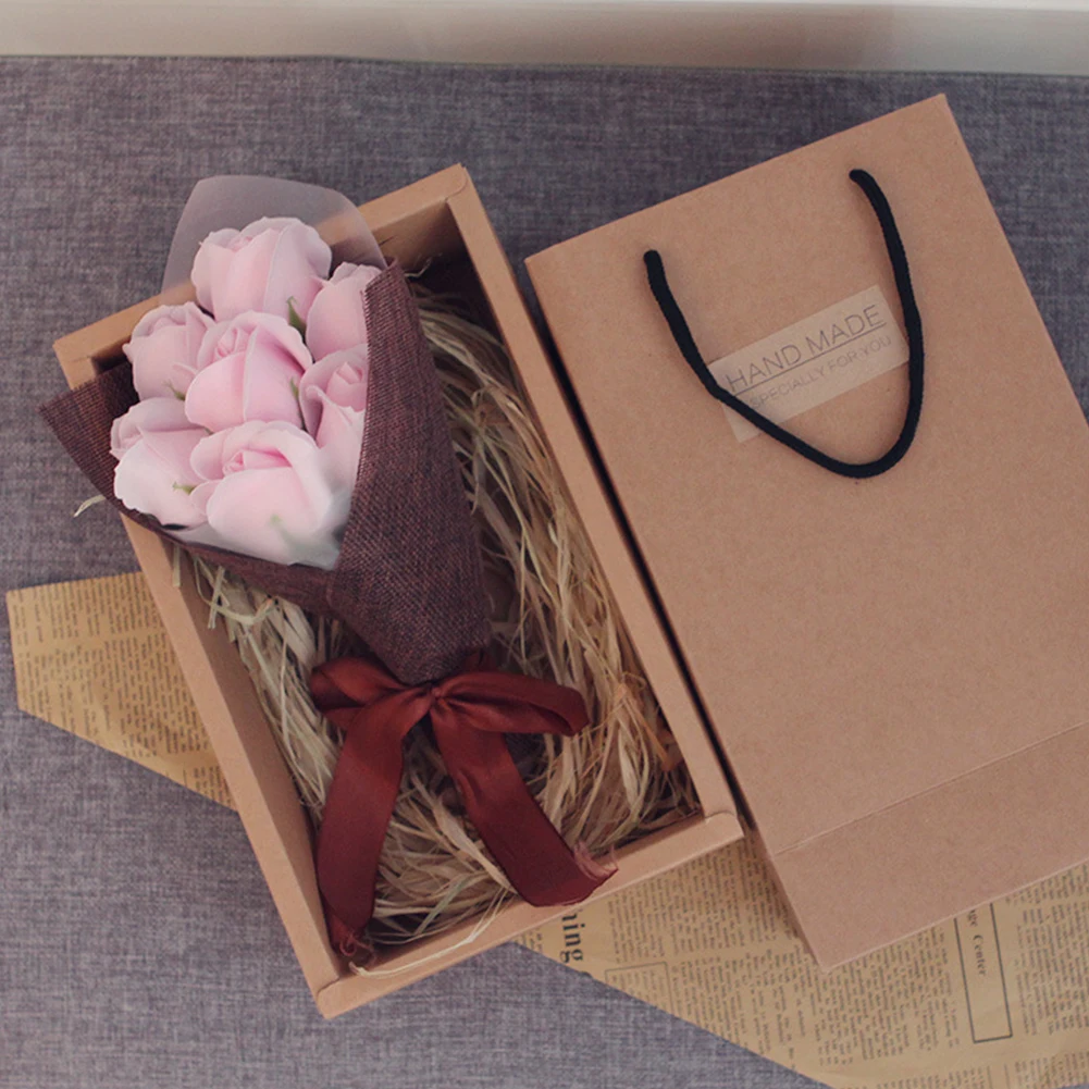 Красивое мыло ручной работы роза цветок с медведем Littte и коробкой в твердой