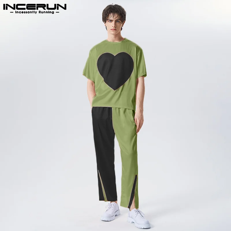 

INCERUN Men Sets Patchwork Loose Summer 2023 O-neck Short Sleeve T Shirt & Wide Leg Pants 2PCS Streetwear Stylish Men's Suits