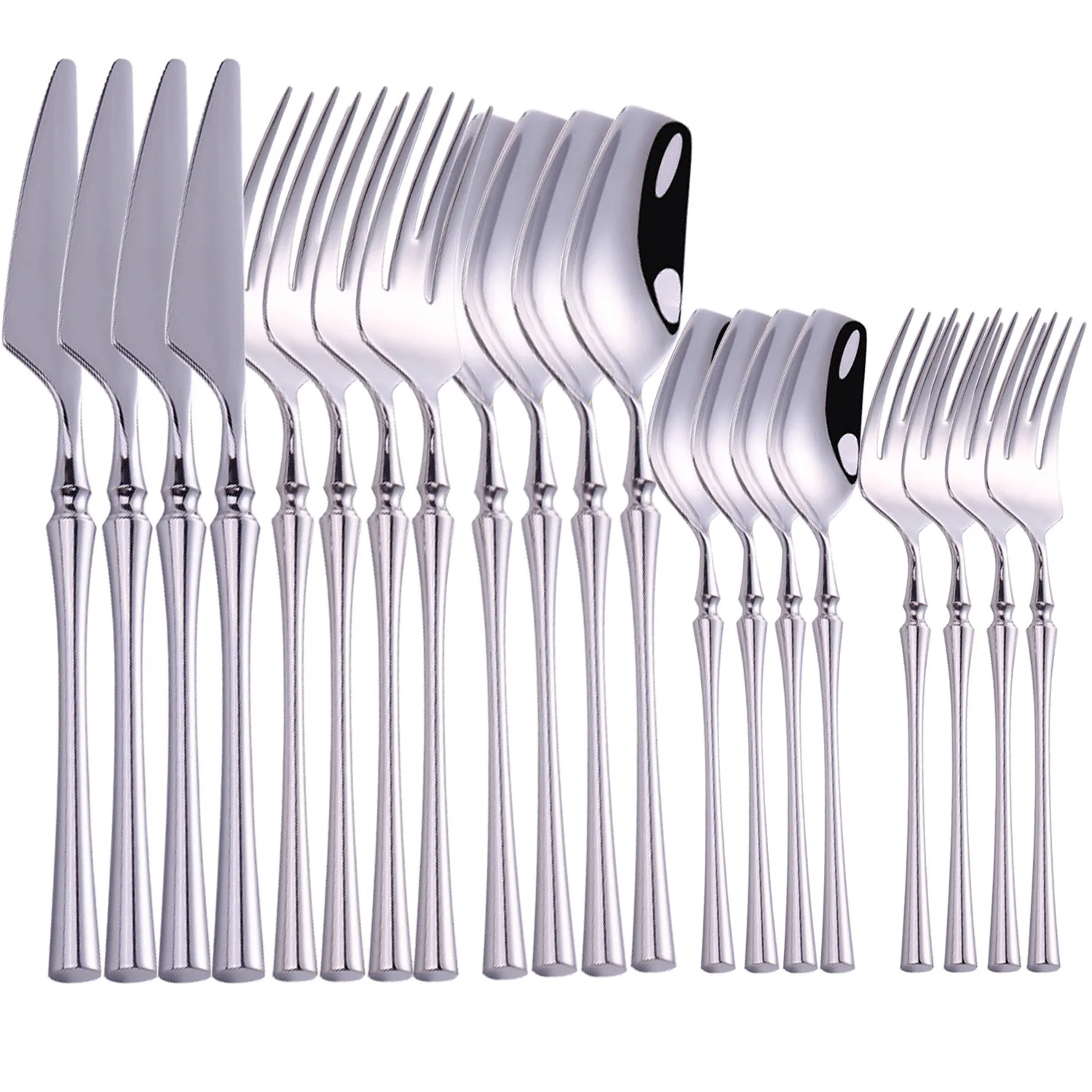 

Набор столовых приборов из нержавеющей стали, комплект из 20 ложки, вилки, ножа, органайзер для зеркал, 18/10 штук