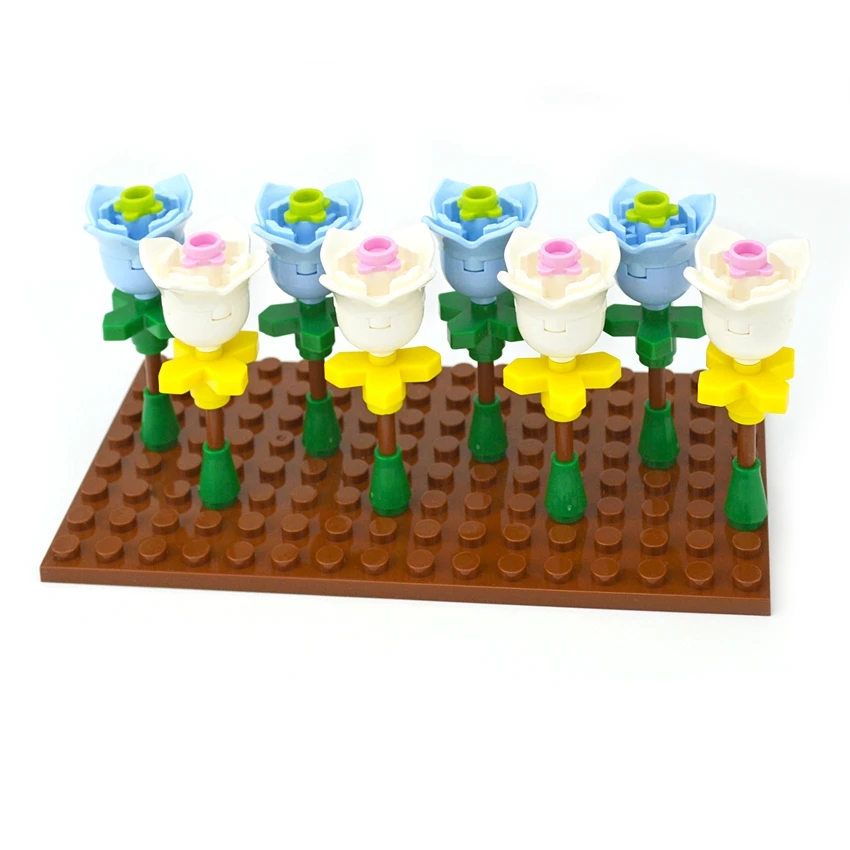 

MOC Plants City House Accessories Flowers Rose Tulip Plant Leaves 2x2 with 4 Petals Building Blocks 15469 18841 Assemble Bricks