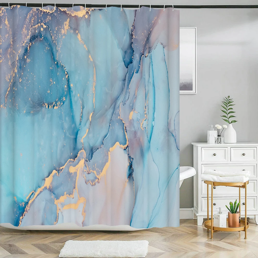 

Modern Abstract Art Marble Printed Shower Curtain Home Decorative polyester Bathroom Curtain Waterproof Shower Curtain With Hook