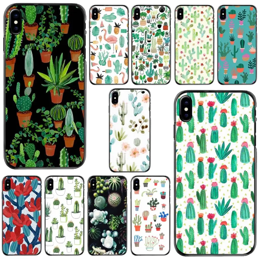 

For Apple iPhone 11 12 13 14 Pro MAX Mini 5 5S SE 6 6S 7 8 Plus 10 X XR XS Hard Phone Case Cactus Flowers Green Plants Desert