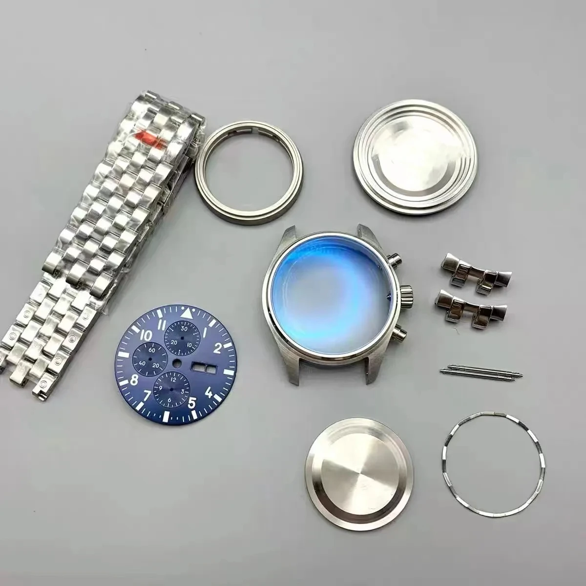 

2023 New 43mm Assemble watch case set Green luminous ZF Dial for ETA 7750 movement stainless steel strap sapphire