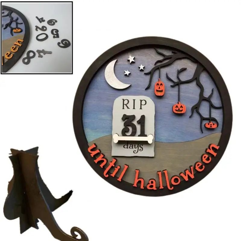

Украшения на Хэллоуин, креативный деревянный календарь с обратным отсчётом для гостиной, дома, фестиваля, вечеринки, тематический календар...