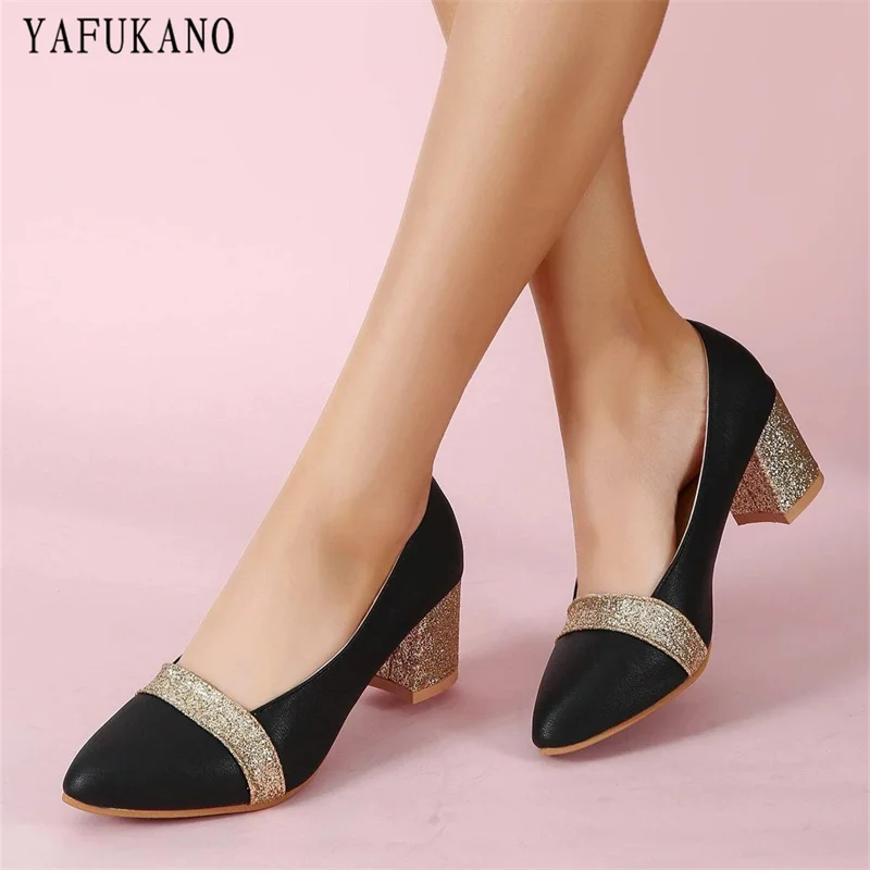 

Туфли-лодочки женские блестящие, заостренный носок, высокий каблук, повседневная обувь для офиса и работы, 33