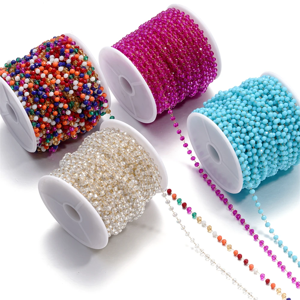 1 метр/Упаковка из нержавеющей стали золотые хрустальные бусы ожерелье ...