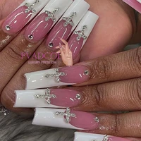3d kawaii cat pink decor nail rhinestones with diamond charms animals design cute nail art decorations press on tips supplies