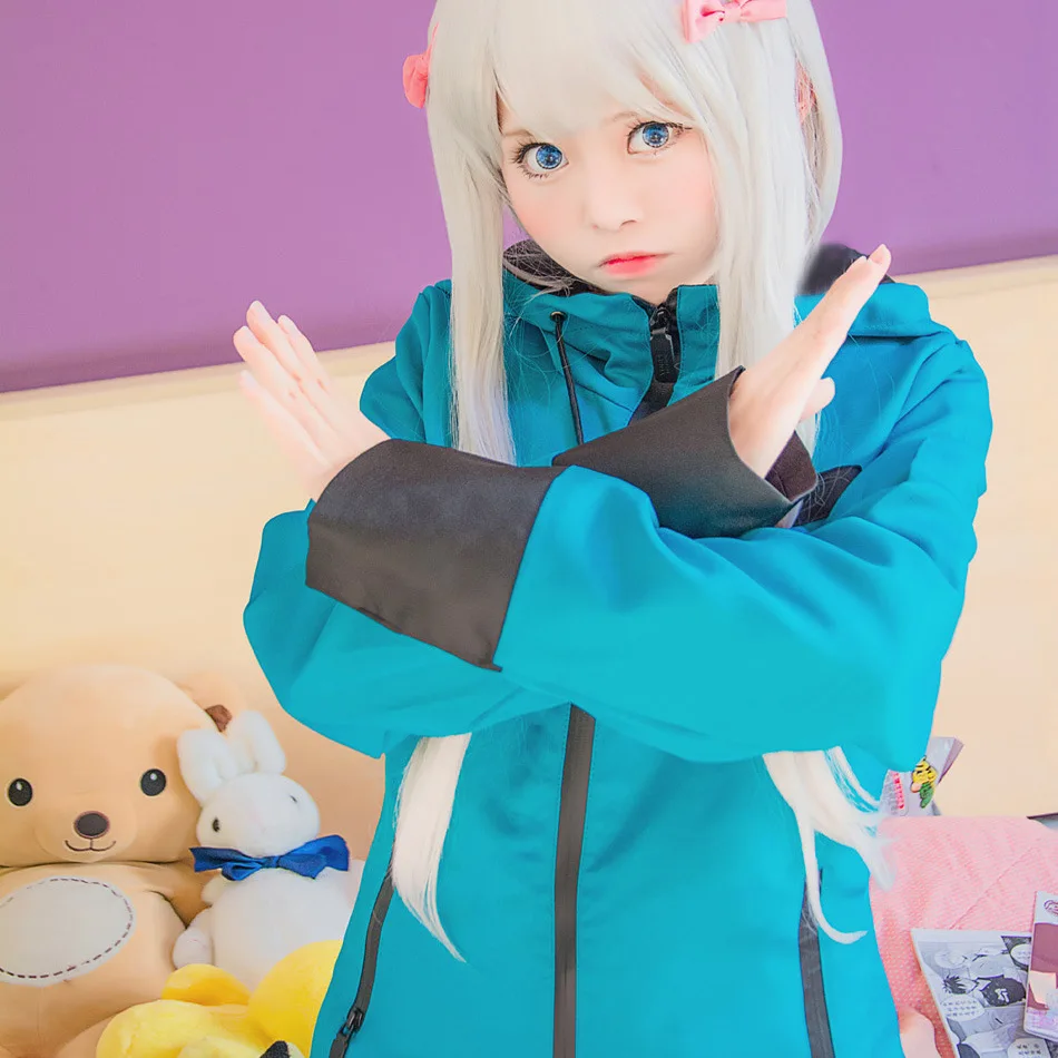 

Girls Green Cute Long Hooded Trench Coat Japanese Comic Anime Erotic Manga Teacher Izumi Sagiri Cosplay Costume Ladies Uniform