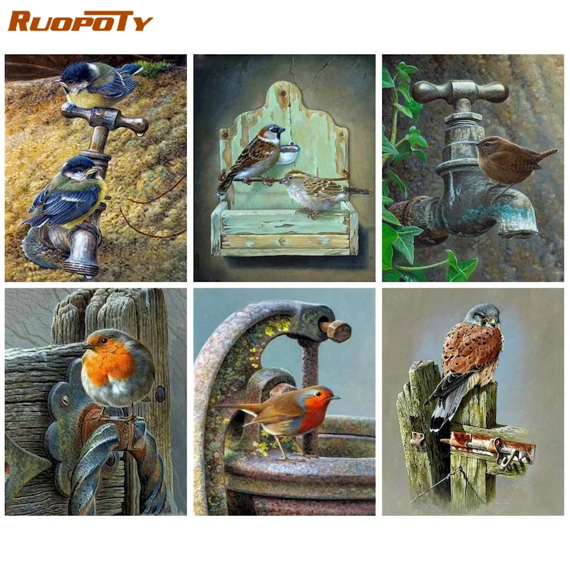 

RUOPOTY DIY рамка краска по номерам фотография для взрослых ручная краска по номерам Животное украшение для дома подарок 60x75 см