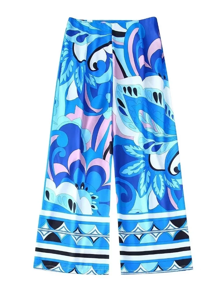 Summer Women's Print Pajamas Set 2 Pieces With Pant Ladies Sleepwear Single Breasted Loose Long Sleeve Pyjama Suit For Female