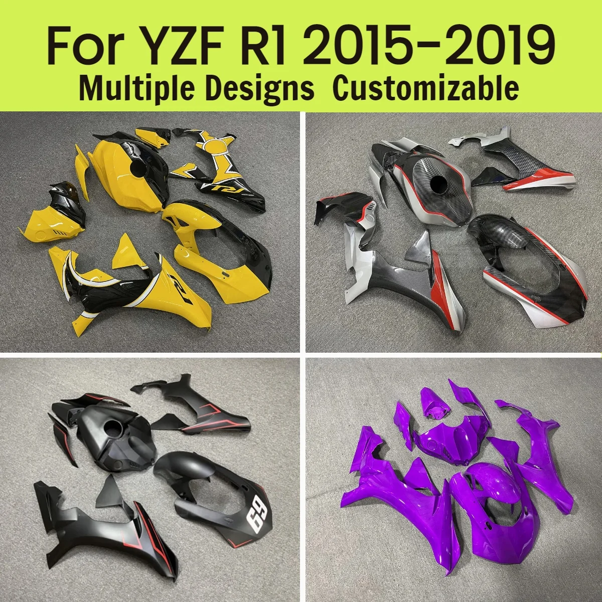 Фото Популярный комплект обтекателей для YAMAHA YZF R1 2015-2019, неоригинальные обтекатели для мотоциклов YZFR1 15-19 №1